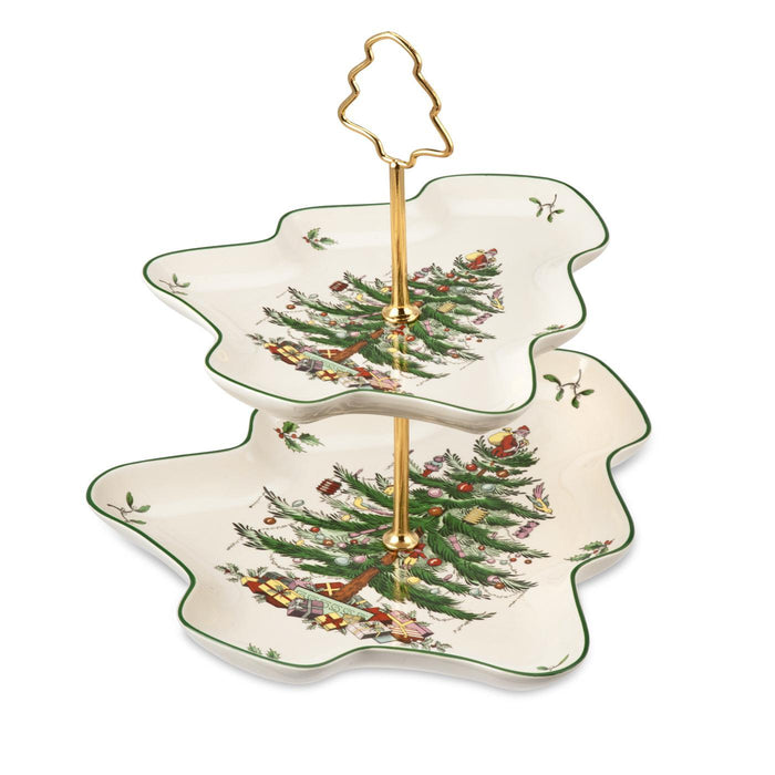 Spode Christmas Tree Sculpted 2 Tier Server