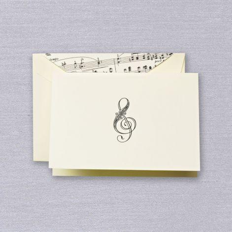 Crane Paper Thermographed Treble Clef Ecru Boxed Notes