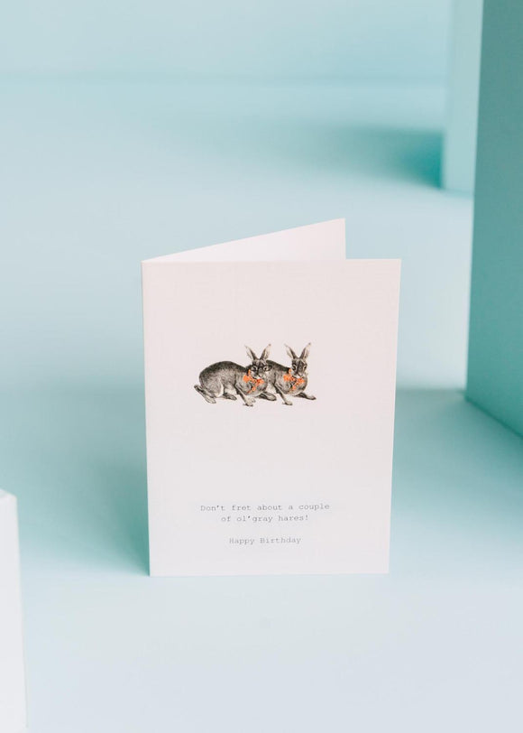 TokyoMilk Don't Fret About a Couple of Gray Hares Birthday Card