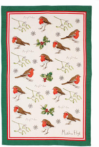 Ulster Weavers Tea Towel - Madeline Floyd Robins & Holly - Christmas