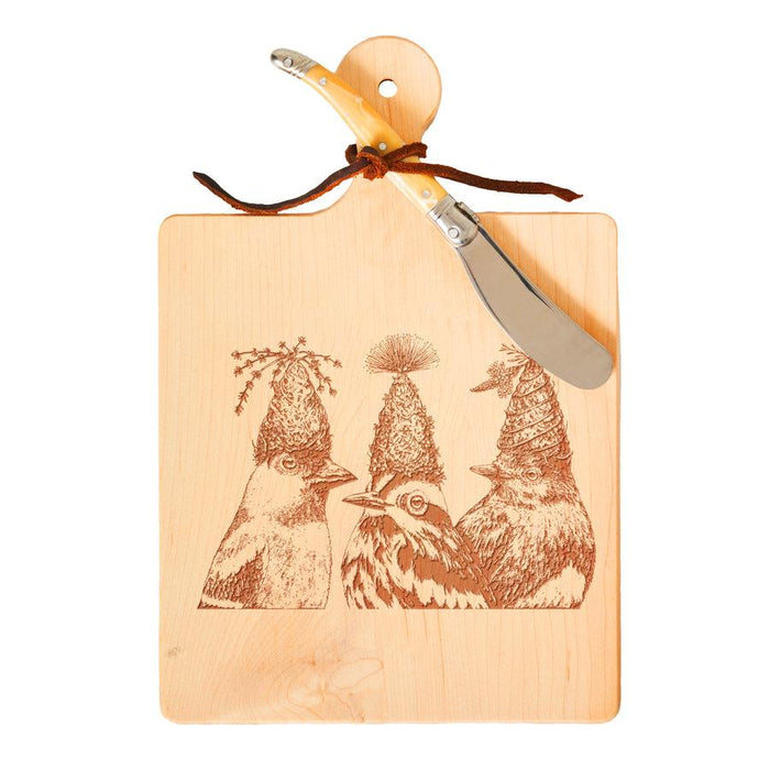 Vicki Sawyer "A Moment to Celebrate" Maple Wood Cheeseboard 9"X6" with spreader