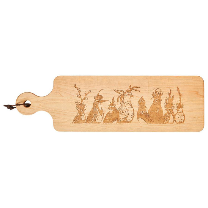 Vicki Sawyer "Finch Forager" Maple Wood Bread Board 20"x6"