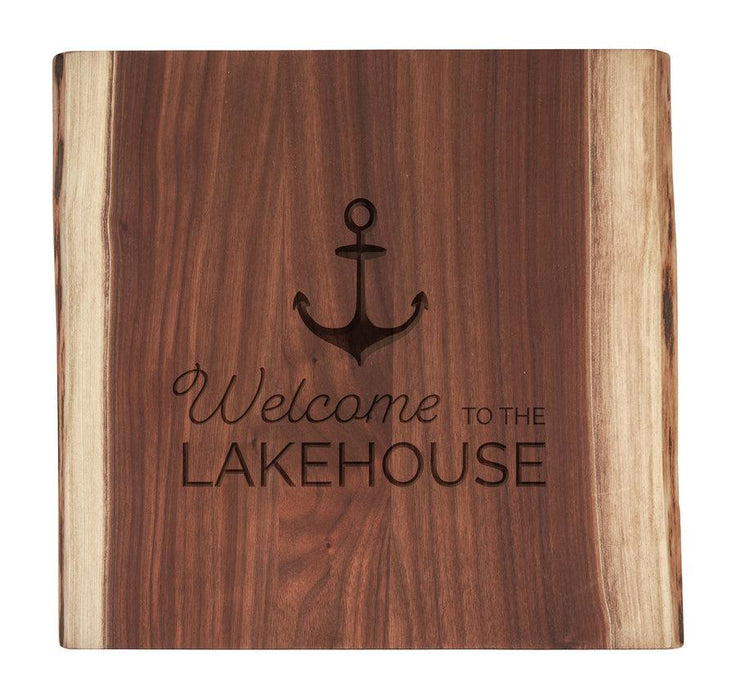 Walnut Square Live Edge Board Welcome to the Lake House 12"x12"