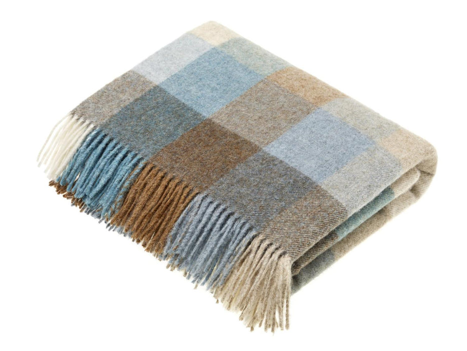 Wool Throw Blanket - Harlequin - Eau De Nil, Made in England