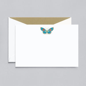Crane Paper Engraved Butterfly Pearl White Boxed Cards